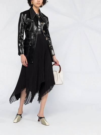 Shop Loewe Pleated Asymmetric Skirt In Black