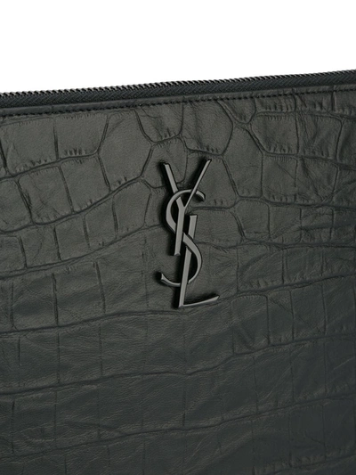 Shop Saint Laurent Monogram Zip Pouch In Black