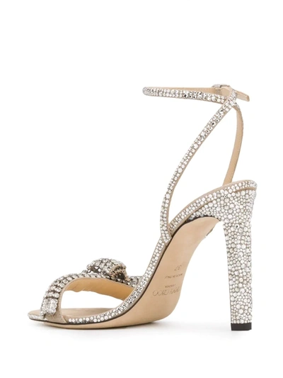 Shop Jimmy Choo Thyra 100mm Sandals In Neutrals