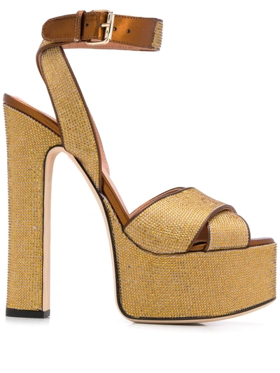 Shop Marco De Vincenzo Embellished Platform Sandals In Gold