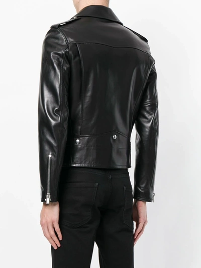 Shop Saint Laurent Leather Biker Jacket In Black