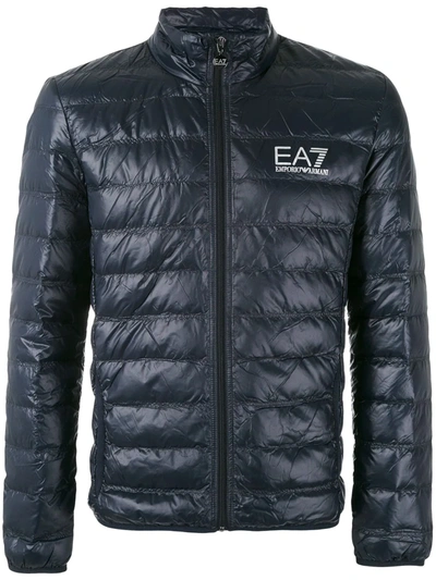 Shop Ea7 Down Jacket In Blue