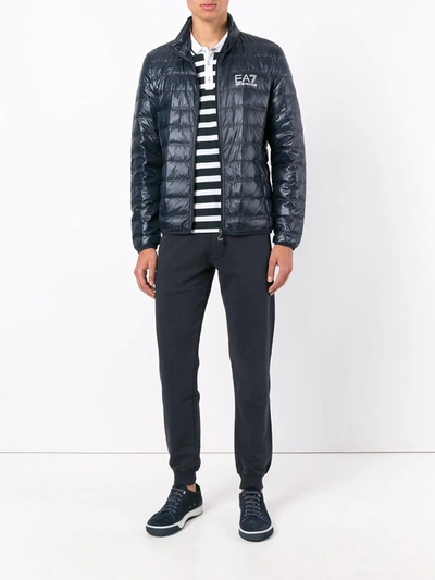Ea7 Down Jacket In Blue