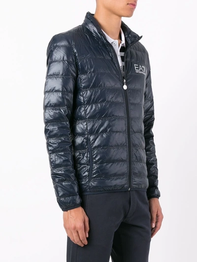 Ea7 Down Jacket In Blue