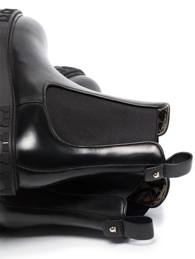 Ferragamo Gancini Logo Detail Chelsea Boots In Black