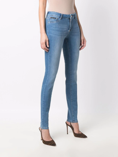 Philipp Plein Skinny-cut Denim Leggings In Blau