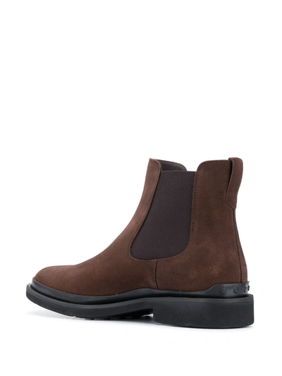 Shop Tod's Suede Chelsea Boots In Brown