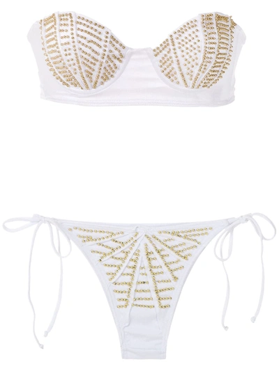 Shop Amir Slama Bandeau Bikini Set In White