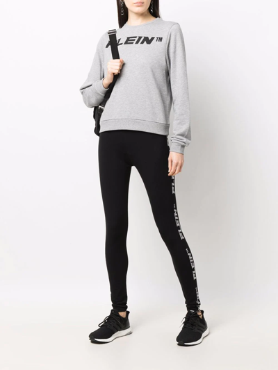 Philipp Plein Logo-studded Cotton Leggings In Black