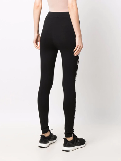 Philipp Plein Logo-studded Cotton Leggings In Black