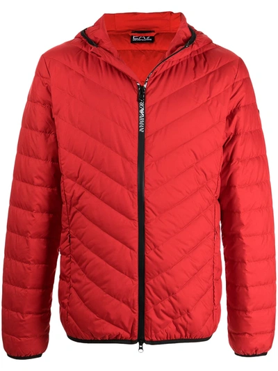 Shop Ea7 Logo-print Padded Jacket In Rot