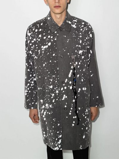 Shop Song For The Mute Paint-splatter Single-breasted Jacket In Grau