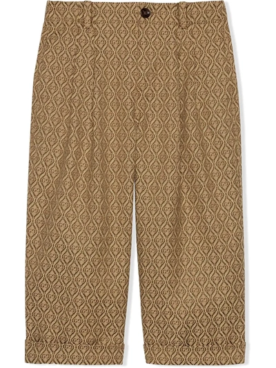 Shop Gucci Diamond Gg Jacquard Trousers In Neutrals