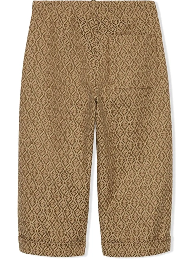 Shop Gucci Diamond Gg Jacquard Trousers In Neutrals