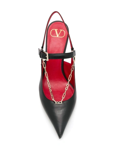 Shop Valentino Chain Trim Pumps In Black