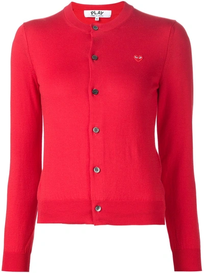 Shop Comme Des Garçons Play Mini Heart Cardigan In Red
