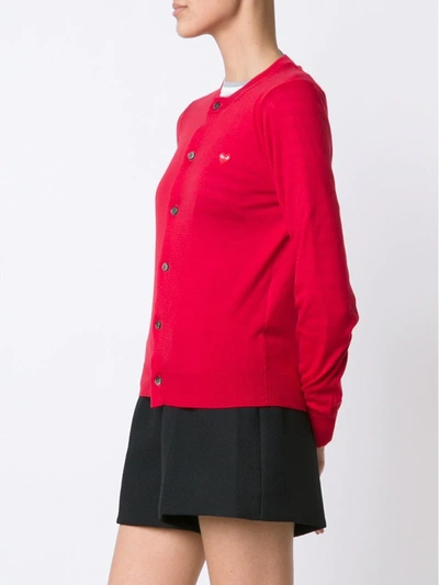 Comme Des Garçons Play Crew Neck Buttoned Cardigan In Red