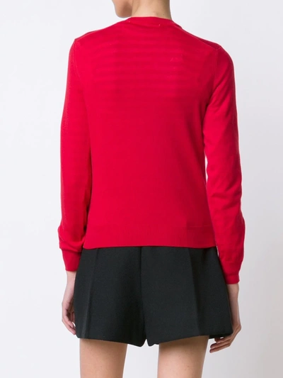 Comme Des Garçons Play Crew Neck Buttoned Cardigan In Red