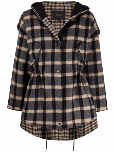 maje checked double face coat
