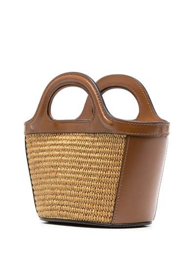 Marni Tropicalia Logo-embroidered Tote Bag In Brown