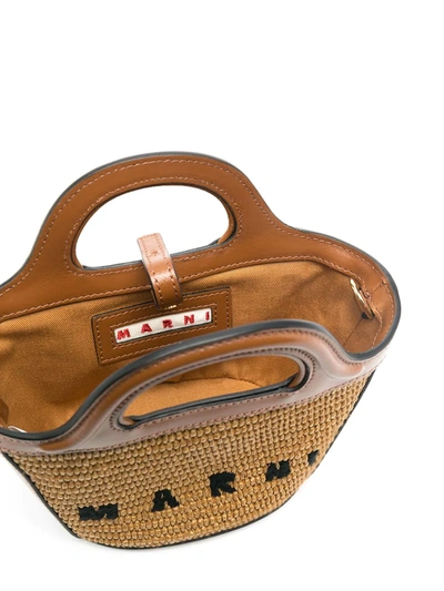 Marni Tropicalia Logo-embroidered Tote Bag In Brown