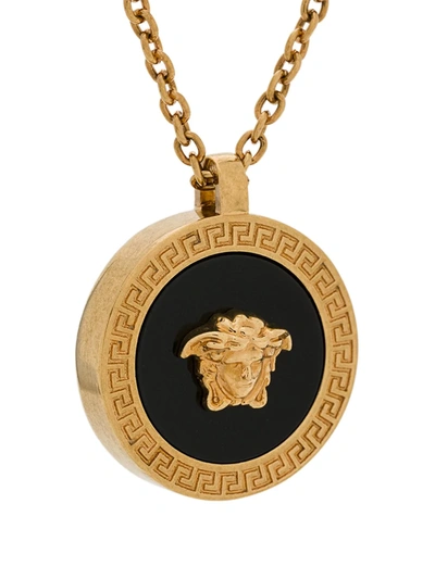 Shop Versace Medusa Enamel Necklace In Gold