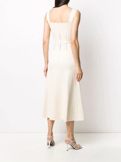 Shop Alexander Mcqueen Geometric Knitting Midi Dress In Neutrals