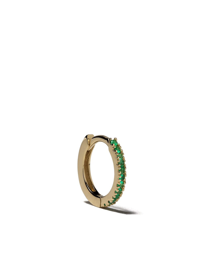 Shop White Bird 18kt Gold Emerald Margot Medium Single Hoop Earring In Gold/ Vert