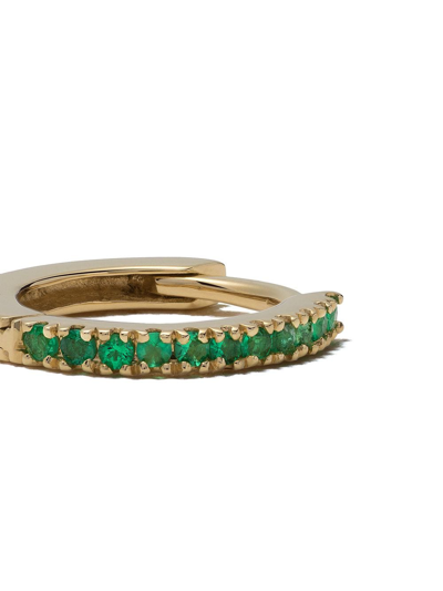 White Bird 18kt Gold Emerald Margot Medium Single Hoop Earring In Gold/ Vert
