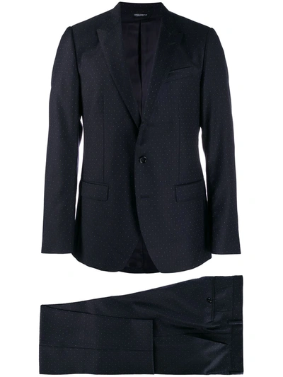 Shop Dolce & Gabbana Dotted Two-piece Suit In Blue