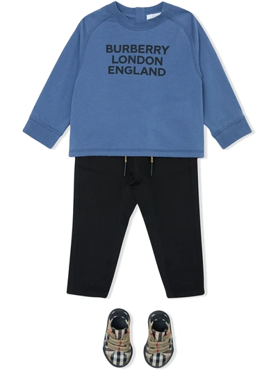 Burberry Icon Stripe Drawstring Trousers In Black