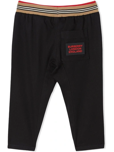 Burberry Icon Stripe Drawstring Trousers In Black