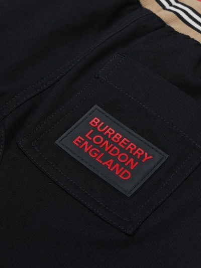 Burberry Icon Stripe Drawstring Trousers In Black