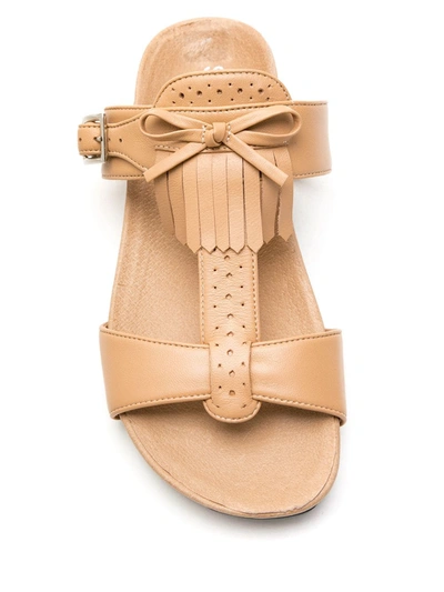 Sarah Chofakian Leather Oregon Flat Sandals In Neutrals