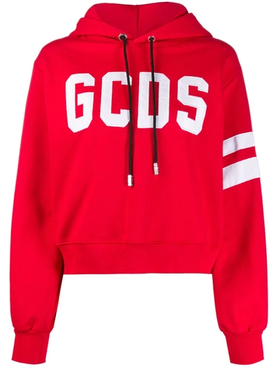 Shop Gcds Logo Print Hoodie In Red