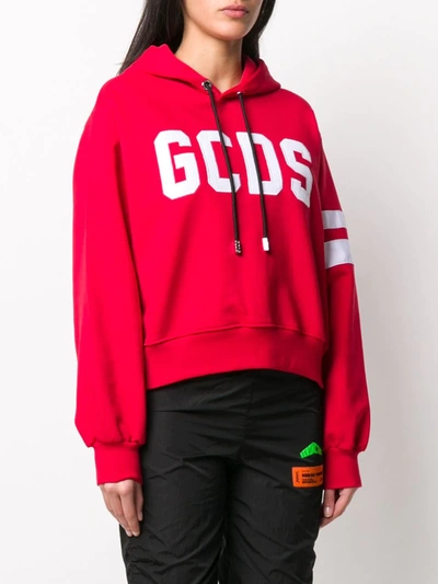 Shop Gcds Logo Print Hoodie In Red