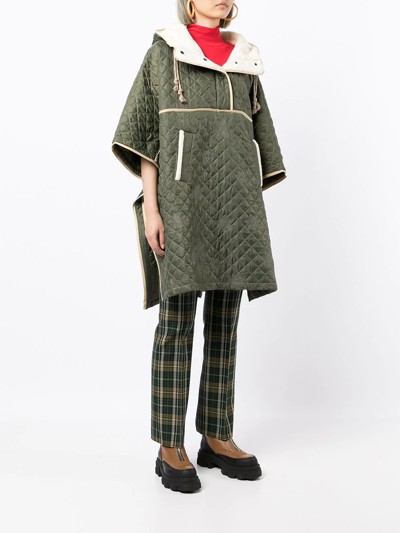 Shop Bapy By *a Bathing Ape® Quilted Mid-length Cape In Green