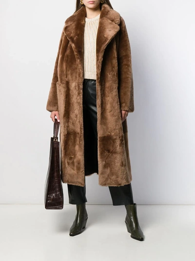 Shop Common Leisure Love Belted Coat In Brown