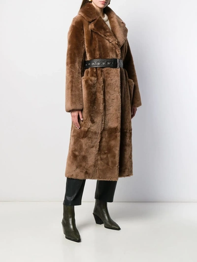 Shop Common Leisure Love Belted Coat In Brown