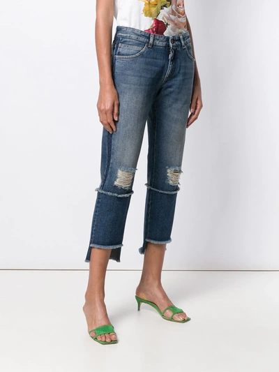 Shop Dolce & Gabbana Distressed Straight-leg Jeans In Blue