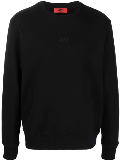 Shop 424 Logo-embroidered Cotton Sweatshirt In Schwarz