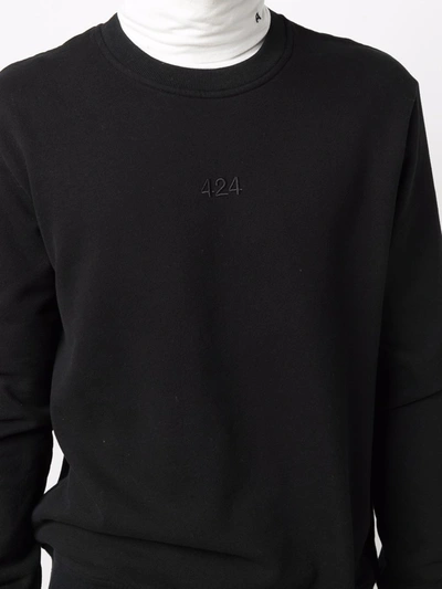 Shop 424 Logo-embroidered Cotton Sweatshirt In Schwarz