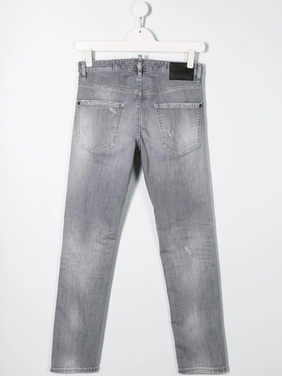 Shop Dsquared2 Teen Denim Faded Jeans In Grey