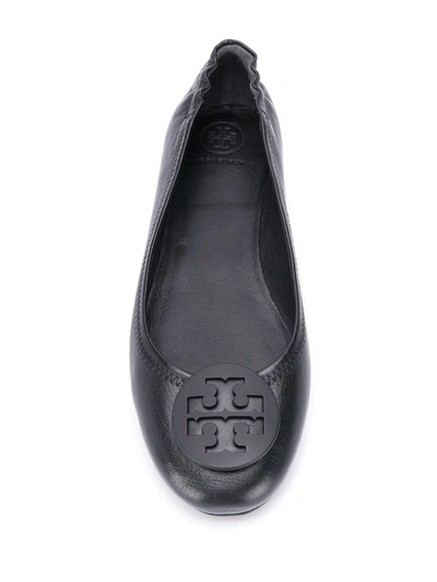 Shop Tory Burch Logo Plaque Ballerina Shoes In Black
