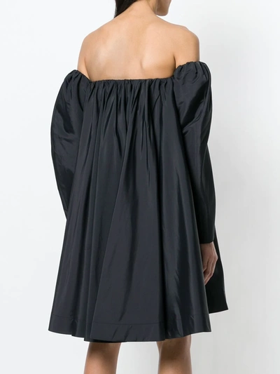 Shop Calvin Klein 205w39nyc Ruched Silk-blend Bardot Dress In Black