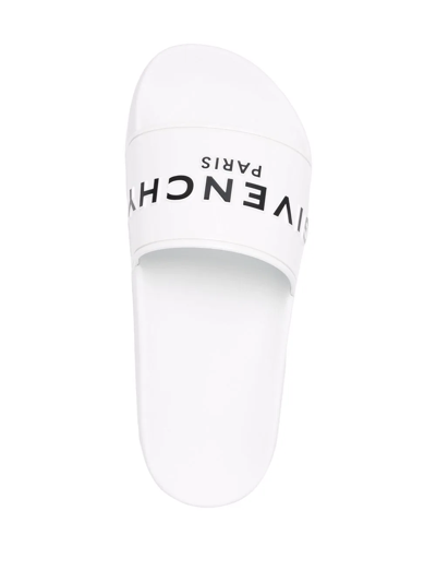 Shop Givenchy Paris Logo Slides In Weiss
