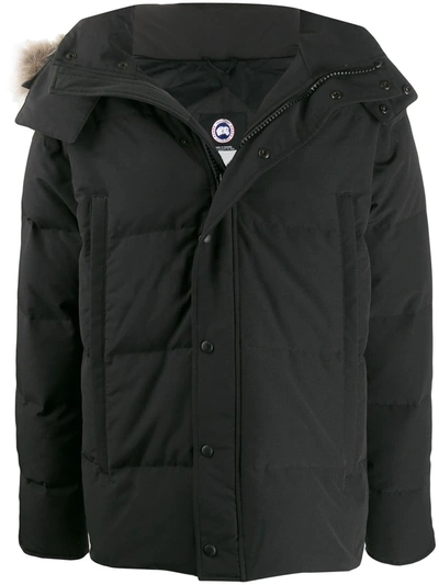 Shop Canada Goose Short Padded Coat In Black