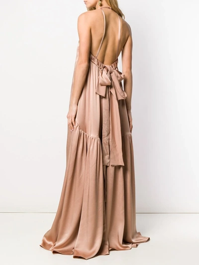 Shop Rochas Long Evening Dress In Brown