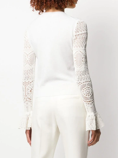 Shop Alexander Mcqueen Lace Sleeve Knitted Top In 大地色