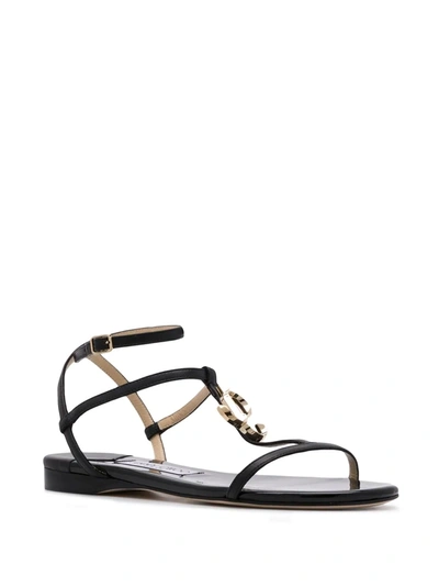 Shop Jimmy Choo Alodie Logo Flat Sandals In Black